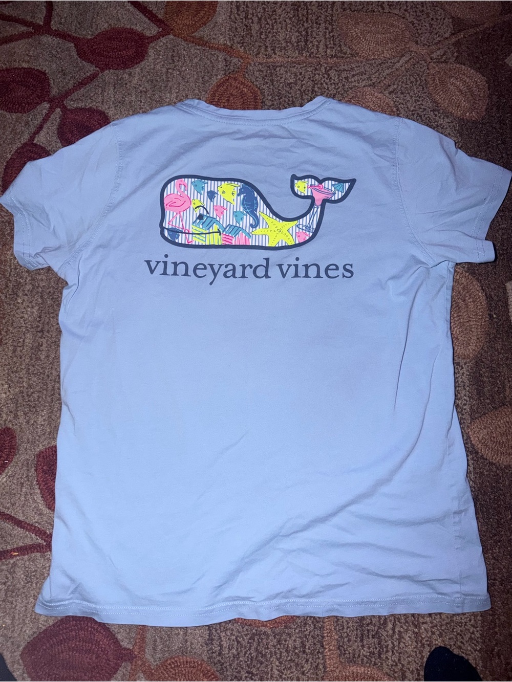 Vineyard Vines Light Blue Tee with Colorful Whale Logo